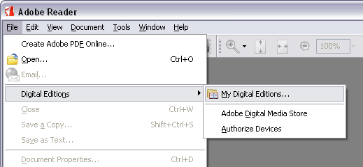 picture 1 digital editions menu